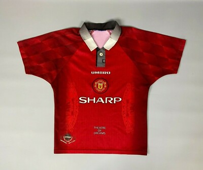 MANCHESTER UNITED 1996 1998 HOME SHIRT FOOTBALL SOCCER UMBRO BOYS