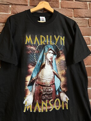 Rare Vintage 00s Marilyn Manson Resurrection Mexico Band Tee Black