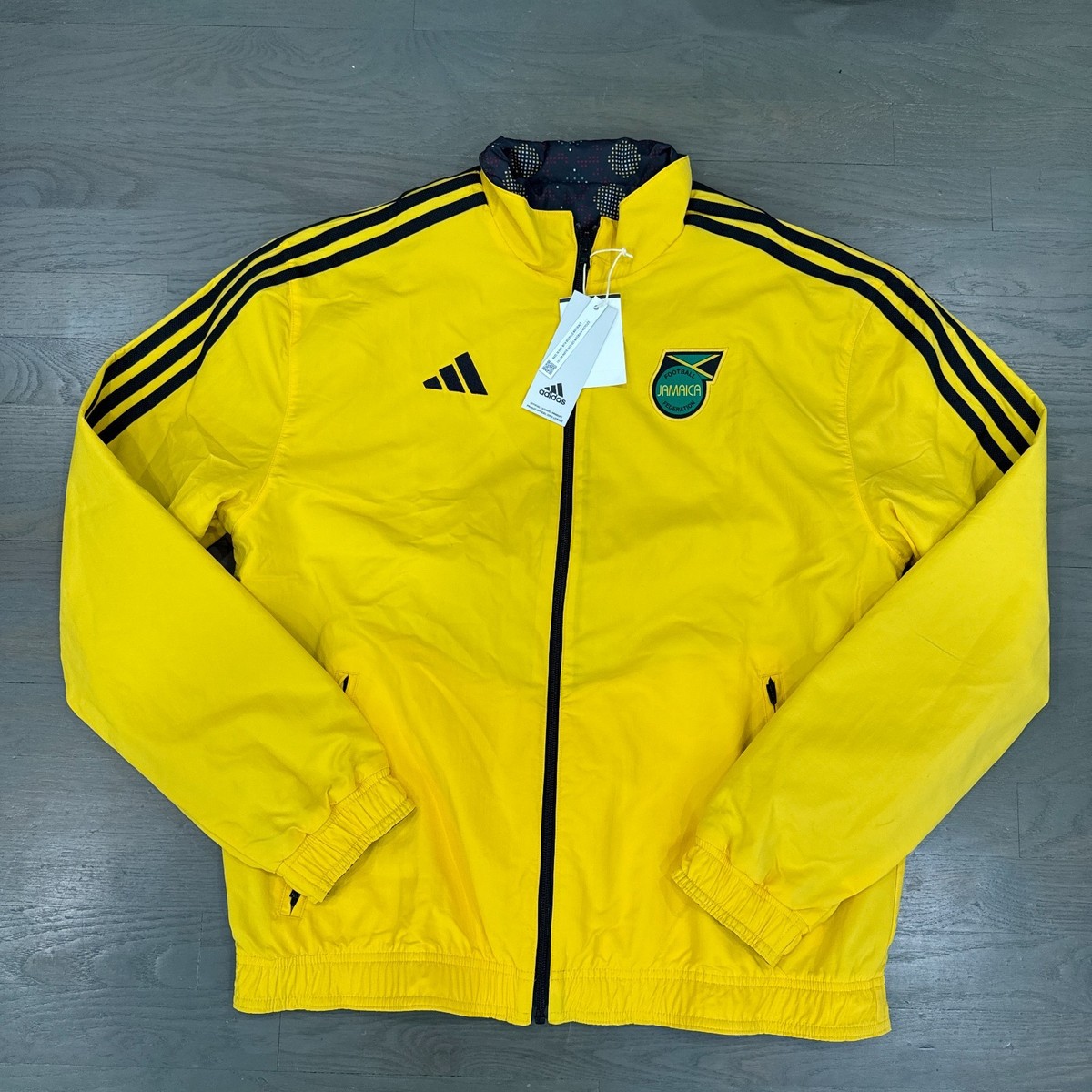 Adidas Reversible JFF Anthem Jamaica Jacket Black Yellow Jacket