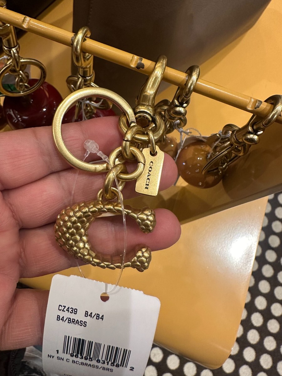 NWT Coach Solid Signature C Bag Charm Keychain Key Fob CZ439 Brass