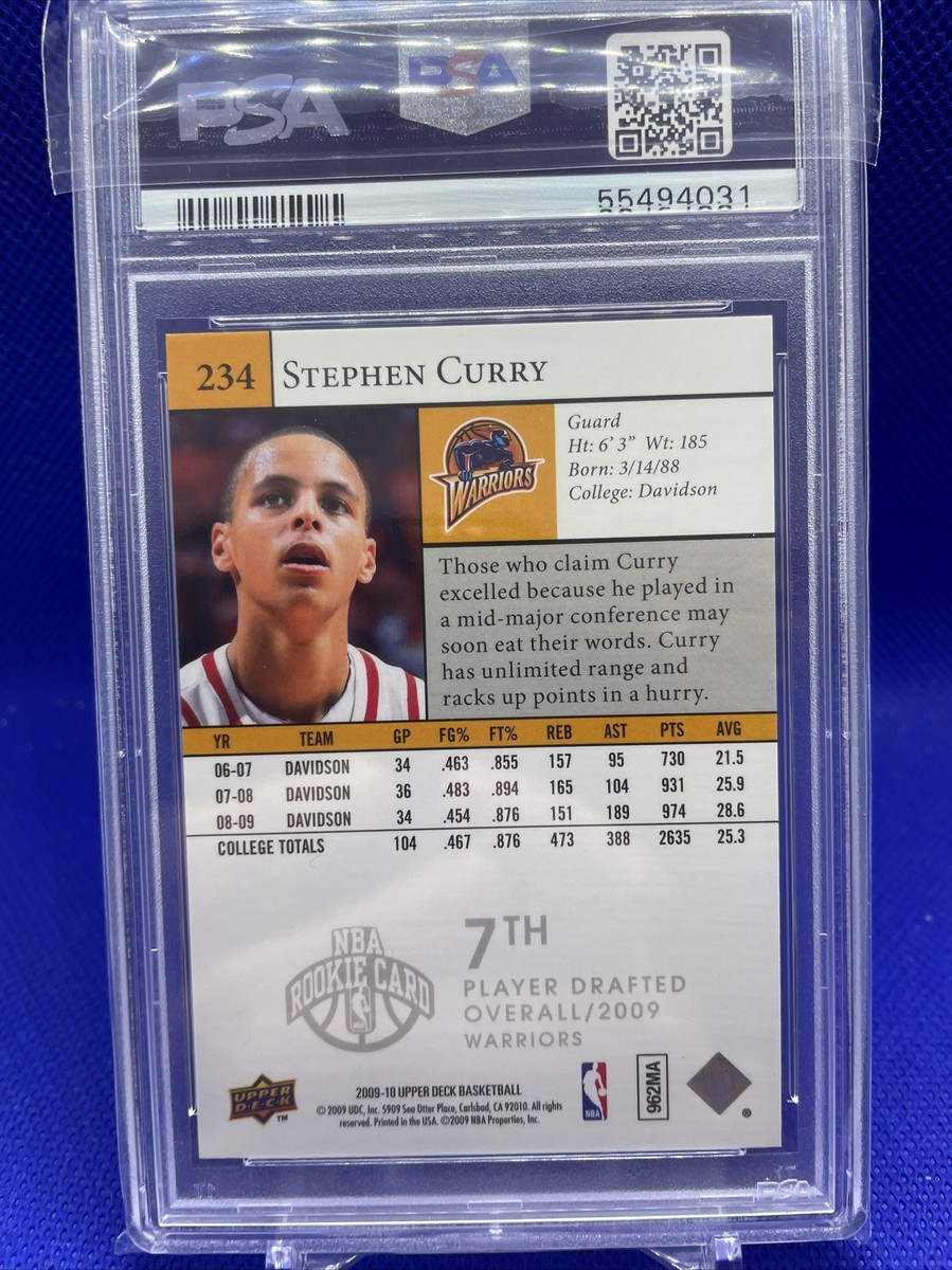 2009 Upper Deck Stephen Curry Rookie Card RC #234 Warriors NM Near