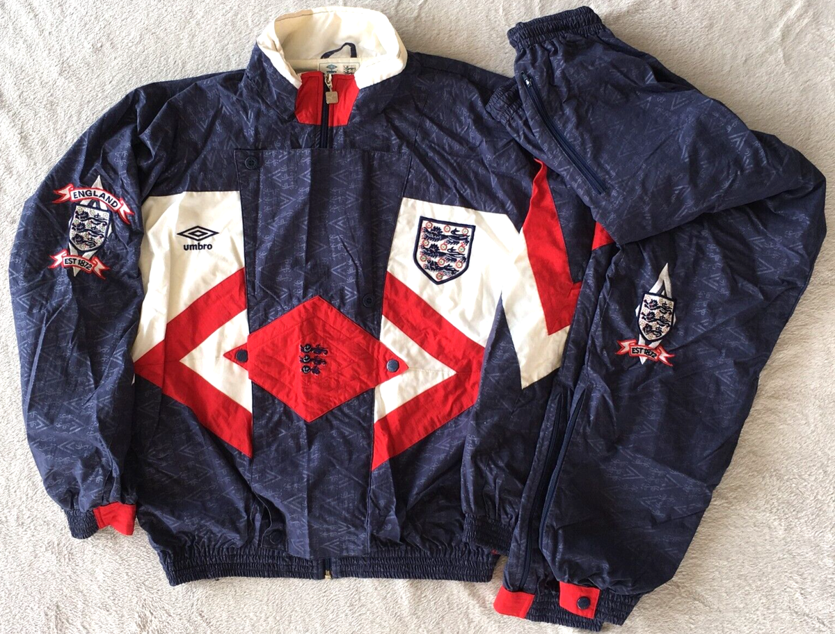 England 1990 - 1992 vintage 90s Umbro Woven Tracksuit Track Jacket