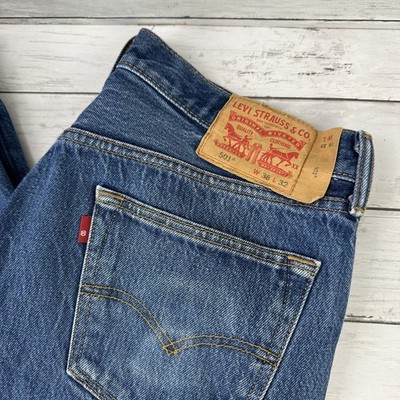 Levis 501 Denim Mens Jeans 36x32 blue Straight fit button fly