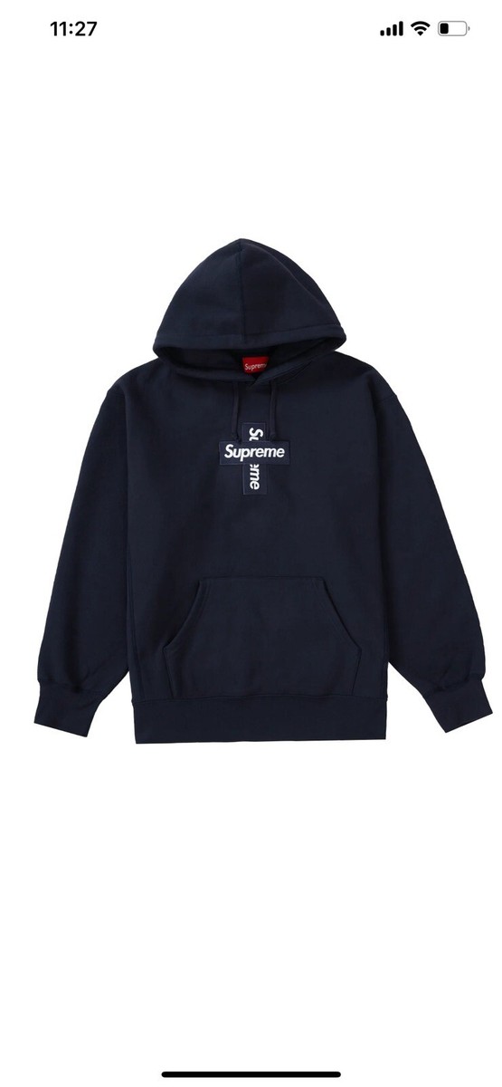 Supreme Cross Box Bogo Hoodie Navy Size Large Box Logo | eBay