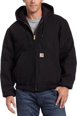 NWT Carhartt Mens Flannel Lined Duck Active Jacket J140 Black Size