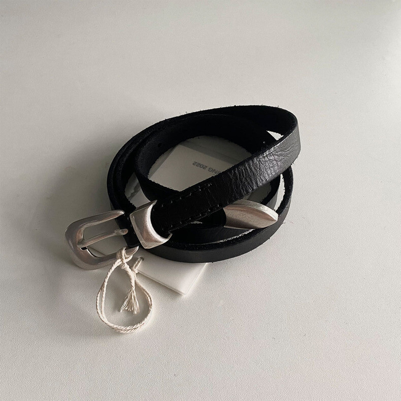 Belt Our Legacy Natural Texture Full-grain Leather Silver Buckle