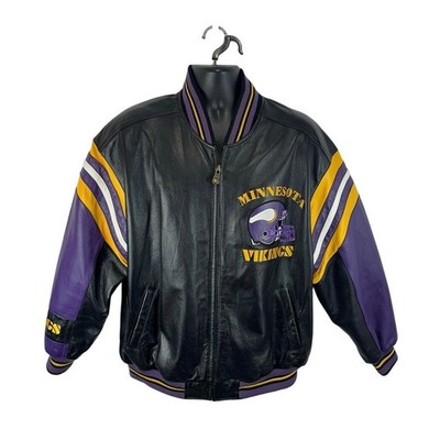 Vintage Minnesota Vikings Leather Jacket Size Large G-III Carl
