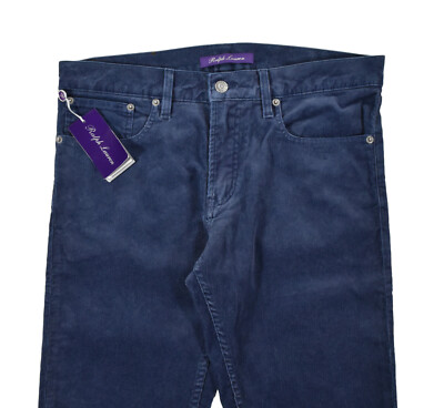 Ralph Lauren Purple Label Navy Slim Fit Stretch Corduroy Pants