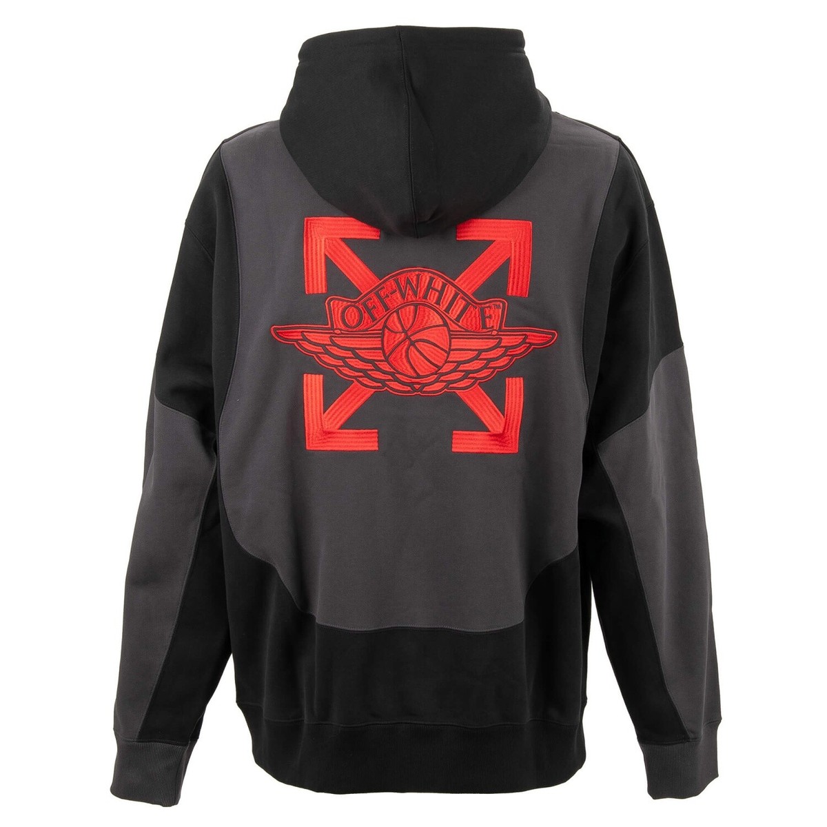 Off White X Air Jordan Hoodie Pullover with Logo Embroidery Black