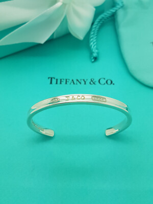 Tiffany & Co 1837 Narrow Cuff Bangle Bracelet in Silver, LARGE