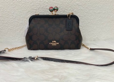 NWT Coach Nora Kisslock Crossbody In Signature Canvas With Glitter