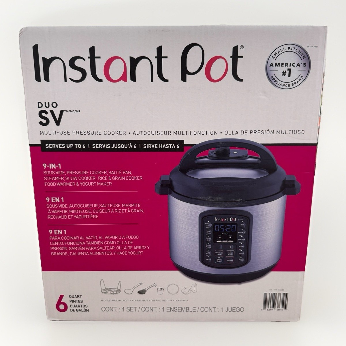 Instant Pot DUO SV 6-Quart 9-in-1 Multi-Use Pressure Cooker for
