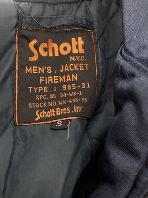 Schott fireman Jacket navy S Used | eBay
