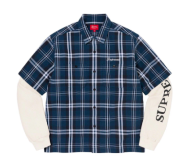 Supreme Thermal Work Shirt Plaid Small FW21 Blue Workwear | eBay