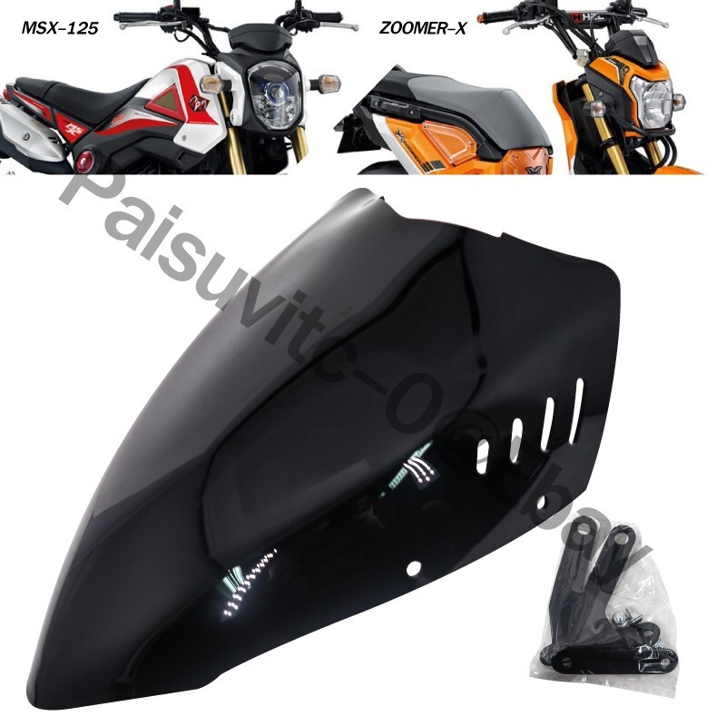 Windshield MSX-125,GROM-125,MSX-SF 2013-2022,ZOOMER-X [Black] | eBay