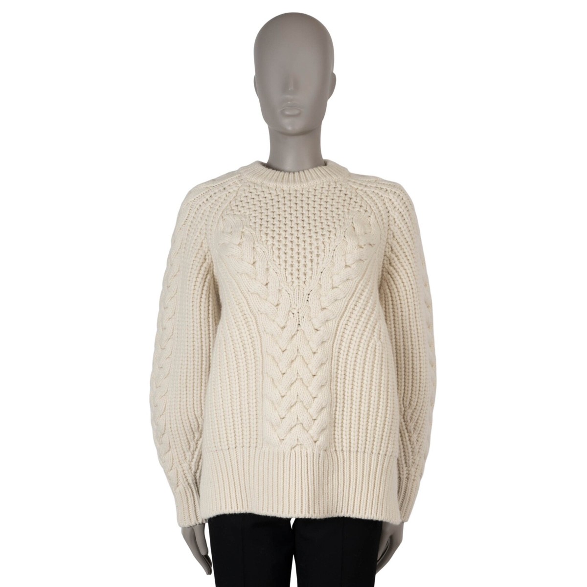 70746 auth ALEXANDER MCQUEEN cream wool 2018 CHUNKY CABLE KNIT