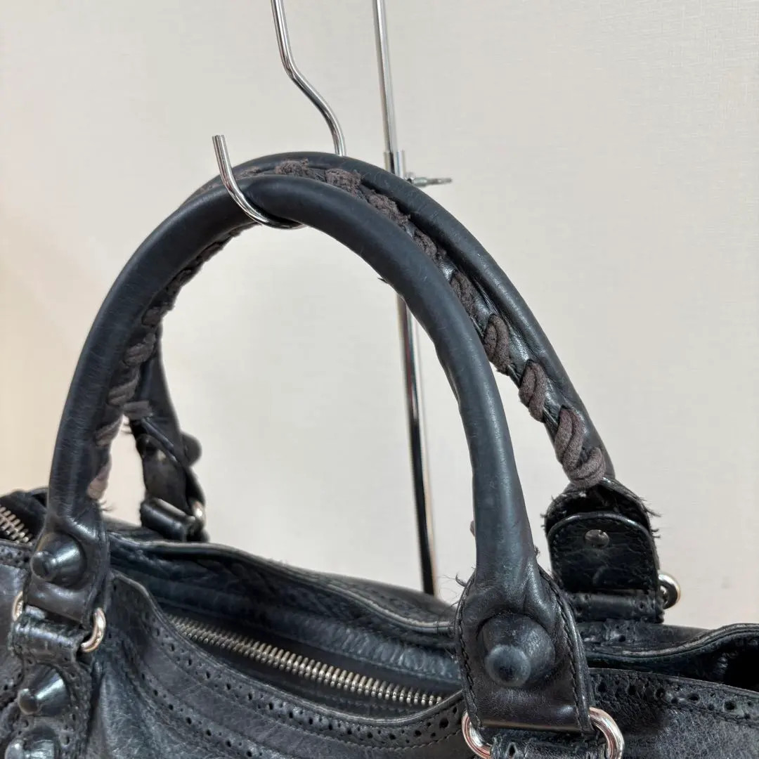Authentic Balenciaga The Giant City Leather Black 204529 Hand Bag