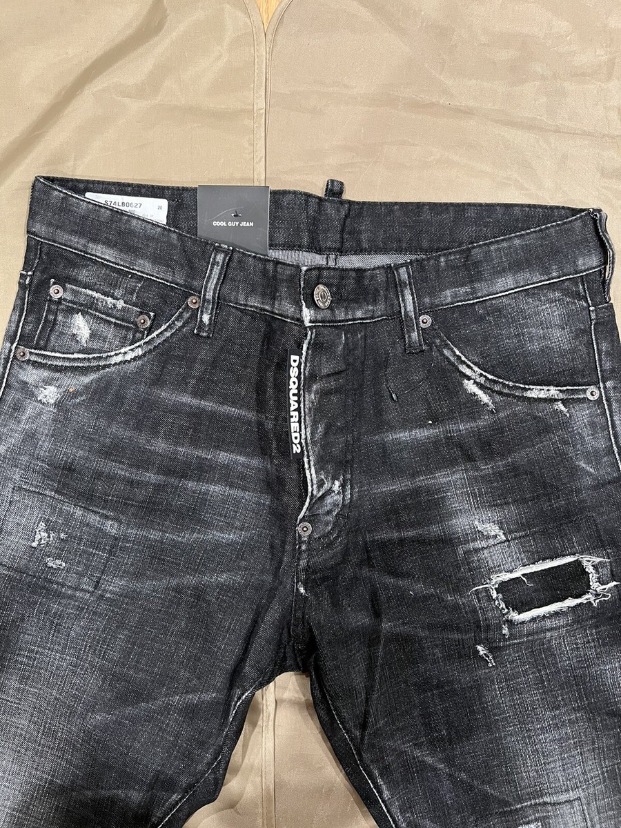 DSQUARED2 Cool Guy Contrasting Logo Label Denim Jeans In Black