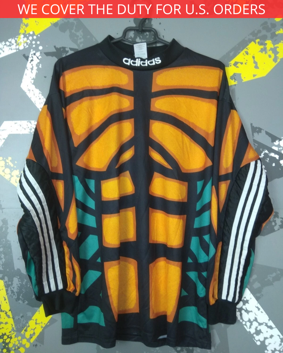 Adidas Vintage 90s Jersey Goalkeeper Football Shirt Skeleton Mens