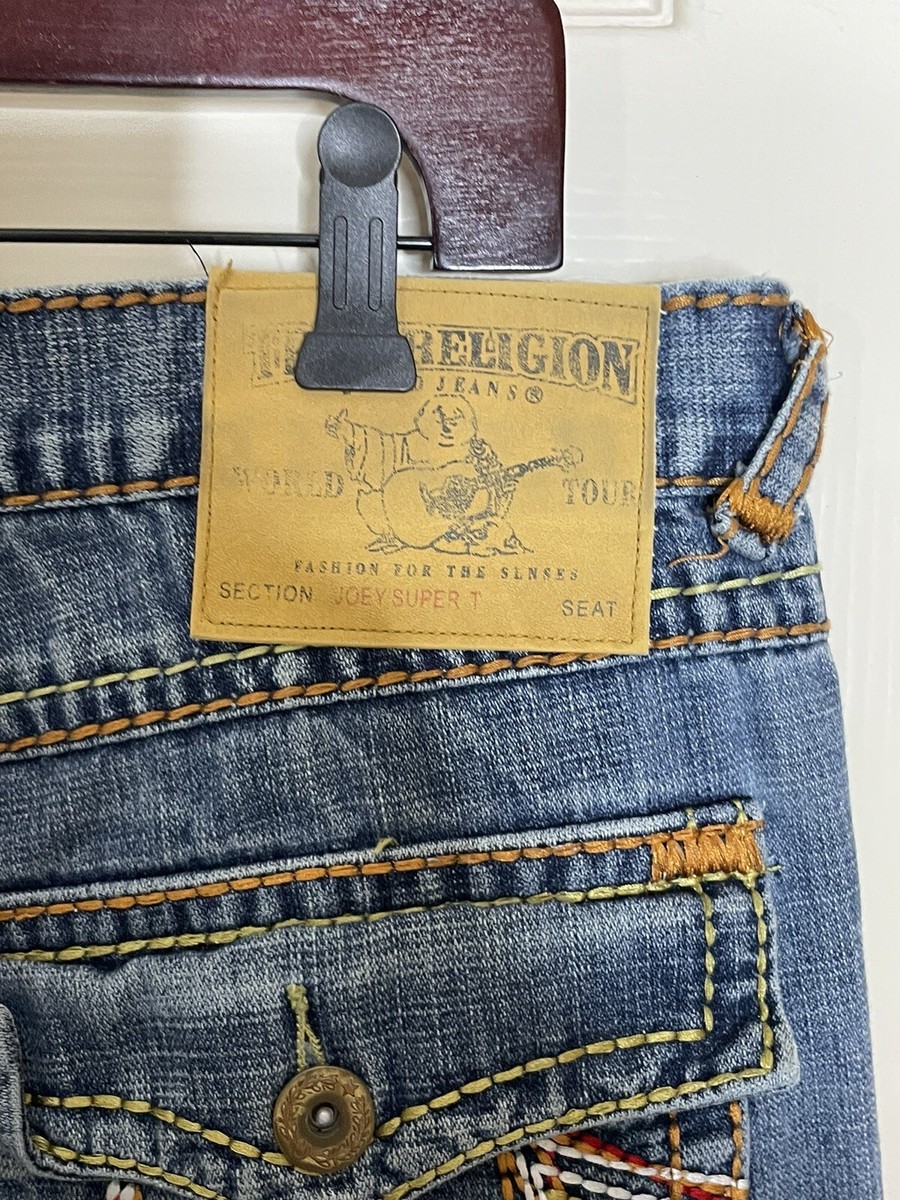 True Religion Joey Super T Rainbow Stitch Flare Jeans 34 | eBay