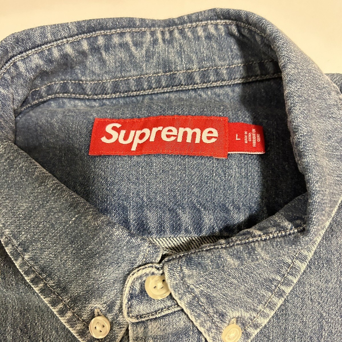 Supreme Small Box Logo Denim Shirt Size Men's Large 2023 | eBay