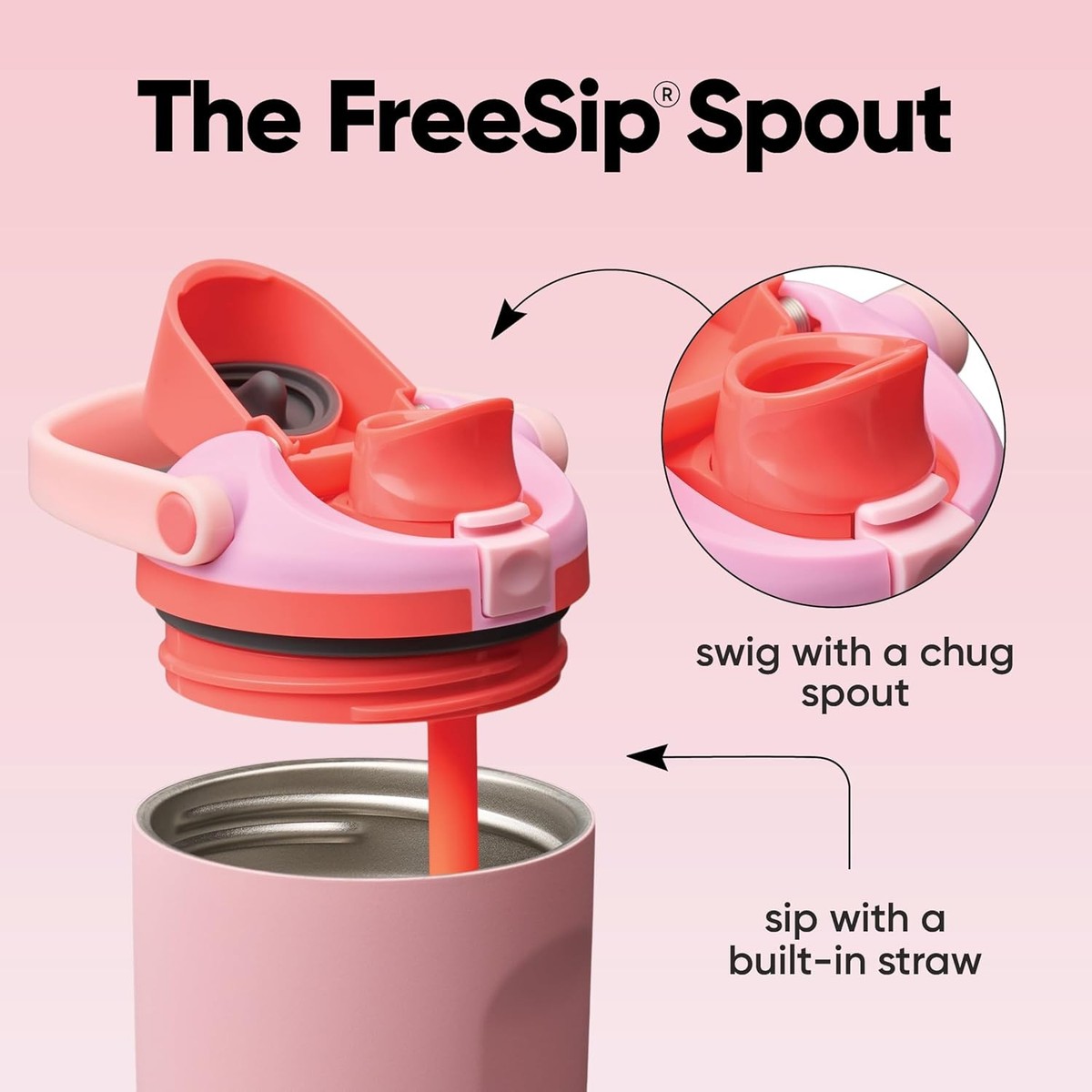 Owala FreeSip Sway Insulated Stainless Steel Water Bottle with Two