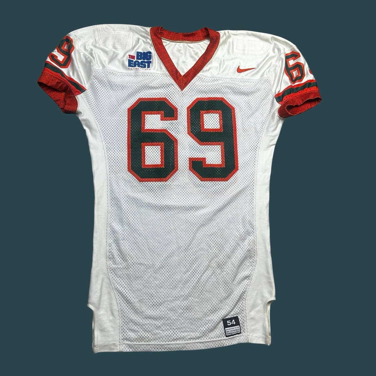 Vintage 90s Nike Big East Miami Hurricanes NCAA Game Used #69