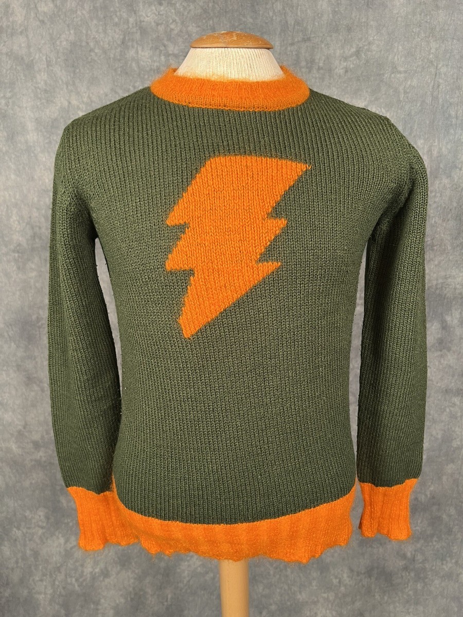 Walter Van Beirendonck 90s W&LT Green & Orange Lightning bolt knit