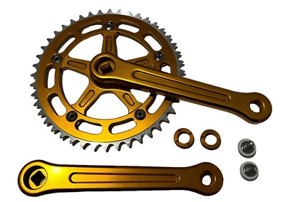 ProBMX BMX 3 Piece Aluminium Crank Set DC Gold Old School BMX