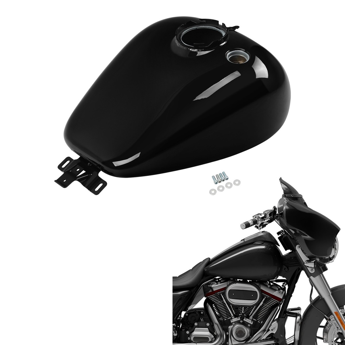 Vivid Black 6gal.Gallon Fuel Gas Tank For Harley CVO Electra