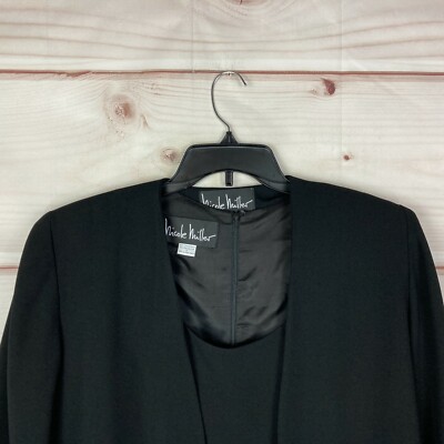 Nicole Miller Vintage Dress Jacket Set Womens 12 Black 90s Shift