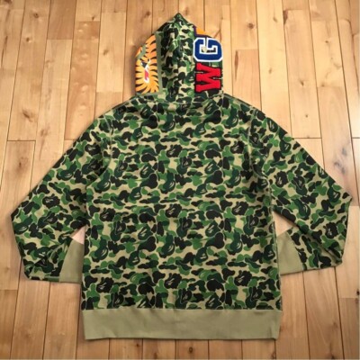 BAPE ABC camo green shark full zip hoodie A Bathing Ape Size XL | eBay