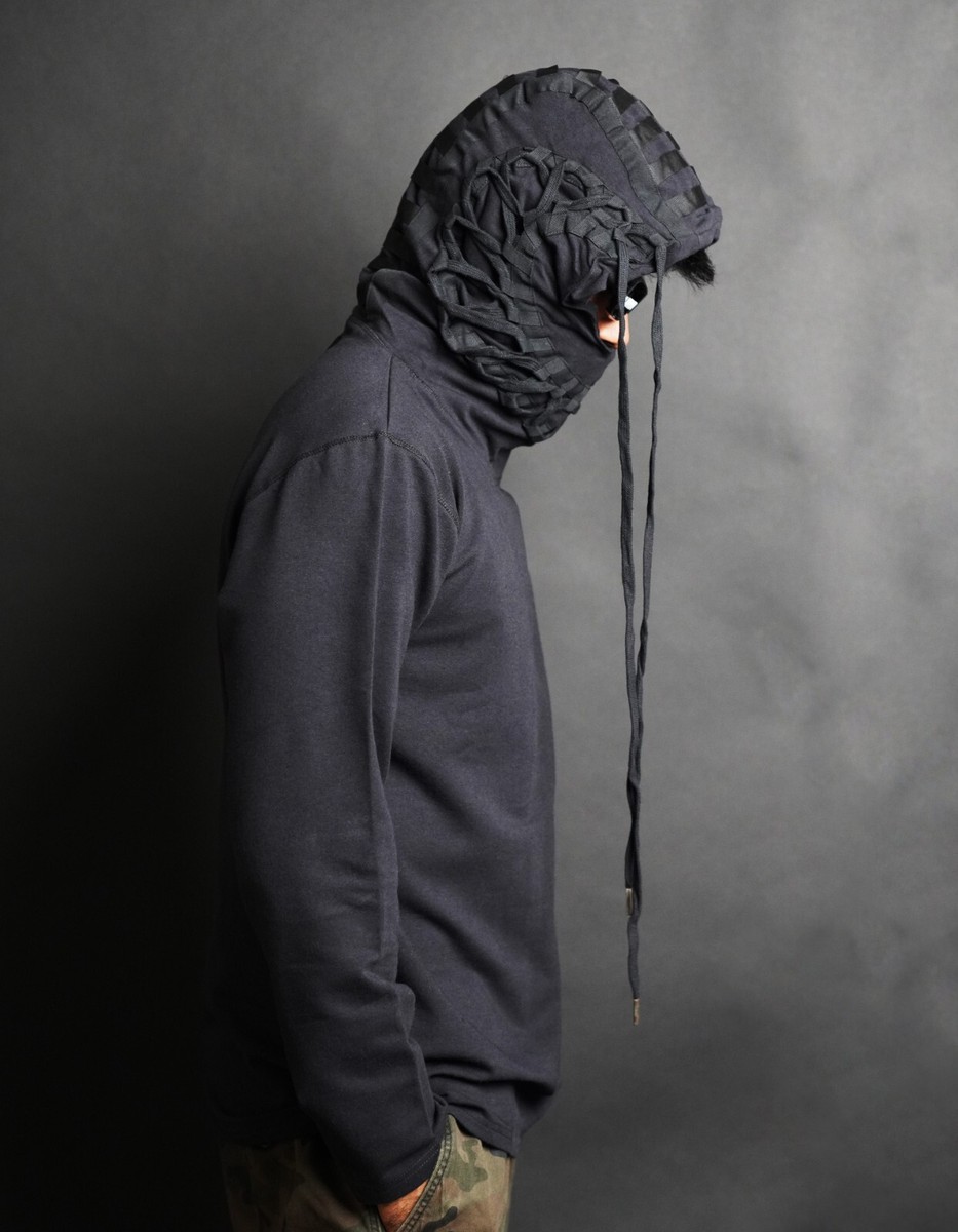 KTZ Black Lace Hoodie Sweatshirt Dystopian Apocalyptic Clothing