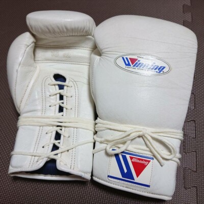 Winning Boxing Gloves MS-600 16oz Lace up Type White Made In Japan