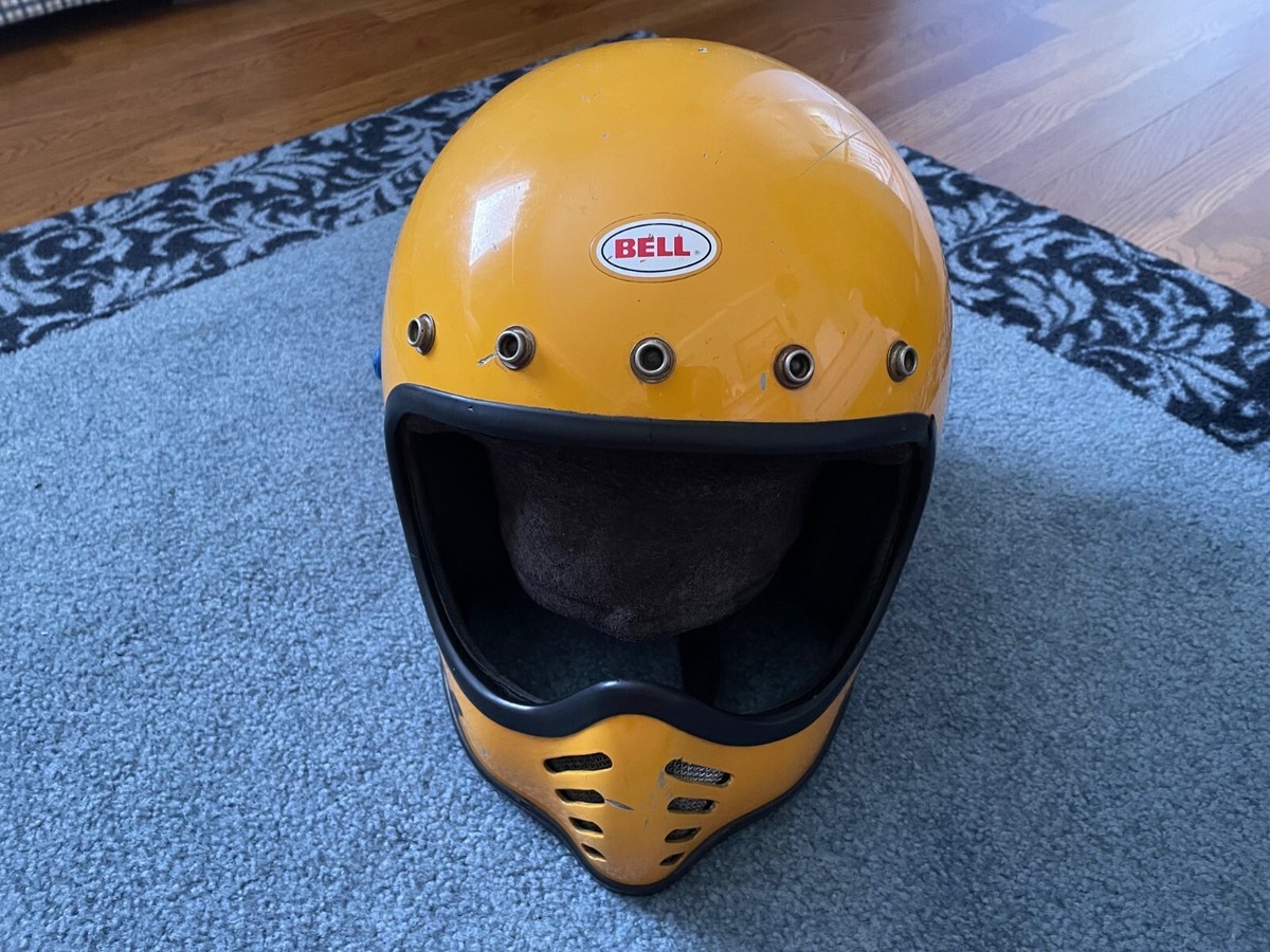 Vintage 80's BELL Moto 3 Yellow Helmet | Adult | Size 7 1/4