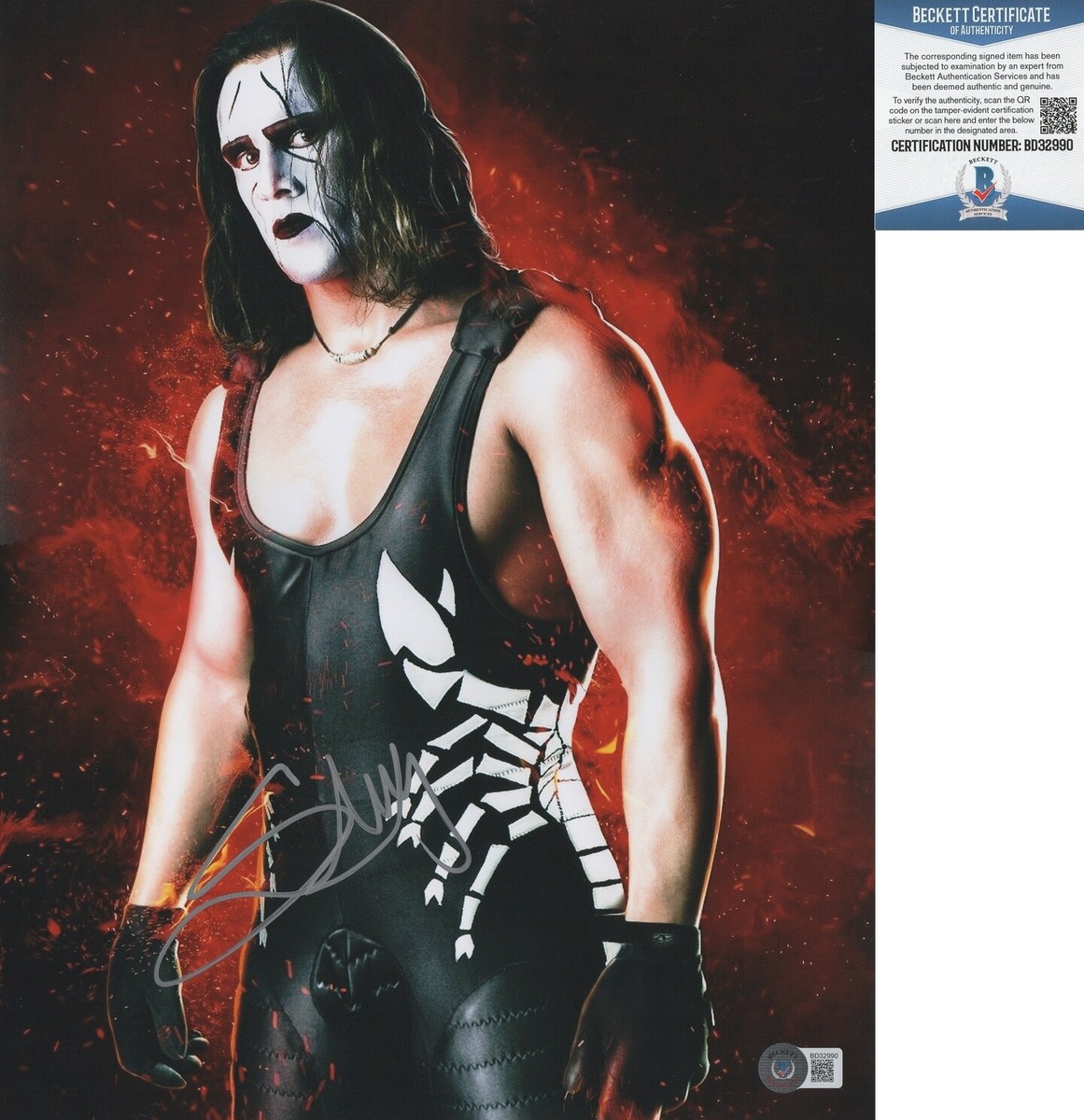 WCW Wrestling Legend Sting Signed 11x14 Photo Beckett BAS AEW