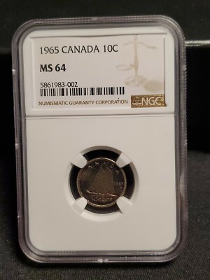 1965 CANADA Dime 10C CENTS Elizabeth II NGC MS 64 | eBay