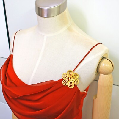 CHANEL Gold Plated CC Logos Flower Vintage Pin Brooch #256c Rise