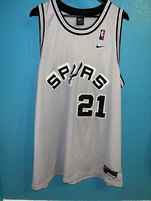 Tim Duncan San Antonio Spurs Nike Gray Jersey Size 2XL Vintage