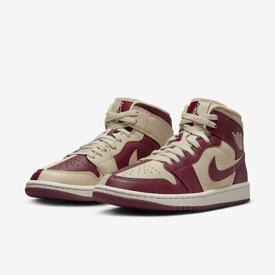 Nike Women's Air Jordan 1 Mid SE Split Shoes 'Cherrywood Red