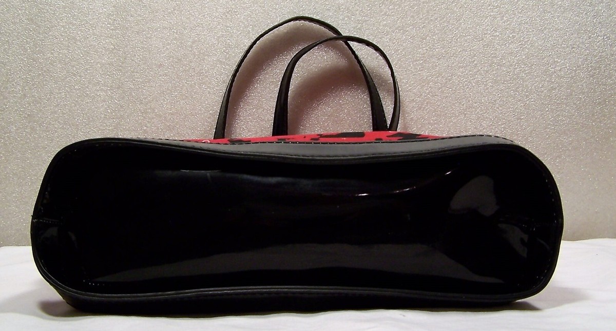 LULU Guiness Red & Black Dogs Tote Handbag Purse Poodle Dachshund