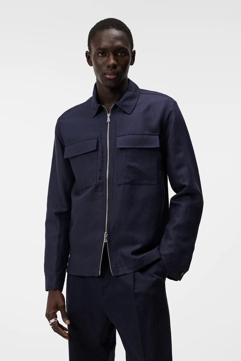 J Lindeberg Men's JACKSON TENCEL LINEN JACKET FMTA08416 6855 Navy