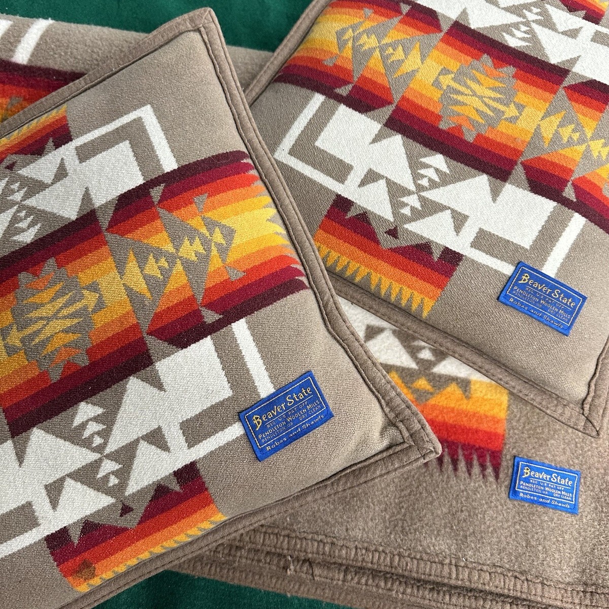 Vintage BEAVER STATE PENDLETON Chief Joseph BLANKET And Pillows