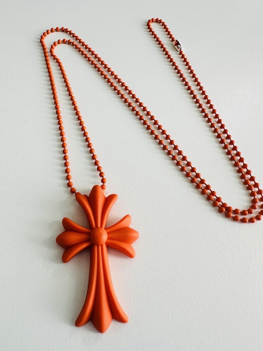 Chrome Hearts Tokyo 20th Anniversary Orange Cross Rubber Necklace