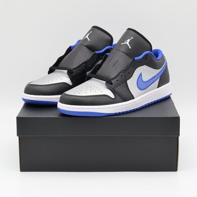 553558-007 Nike Air Jordan 1 Low Black Game Royal Metallic