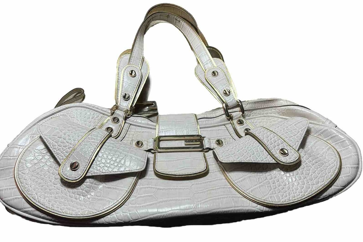 GUESS Y2K faux crocodile leather white gold PURSE SHOULDER HANDBAG