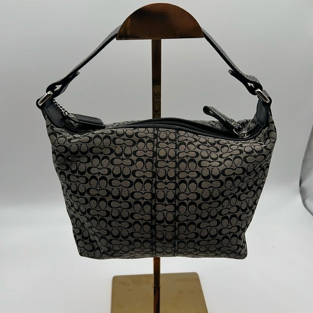 COACH SOHO MINI SIGNATURE MONOGRAM LOGO BLACK TOP HANDLE SHOULDER