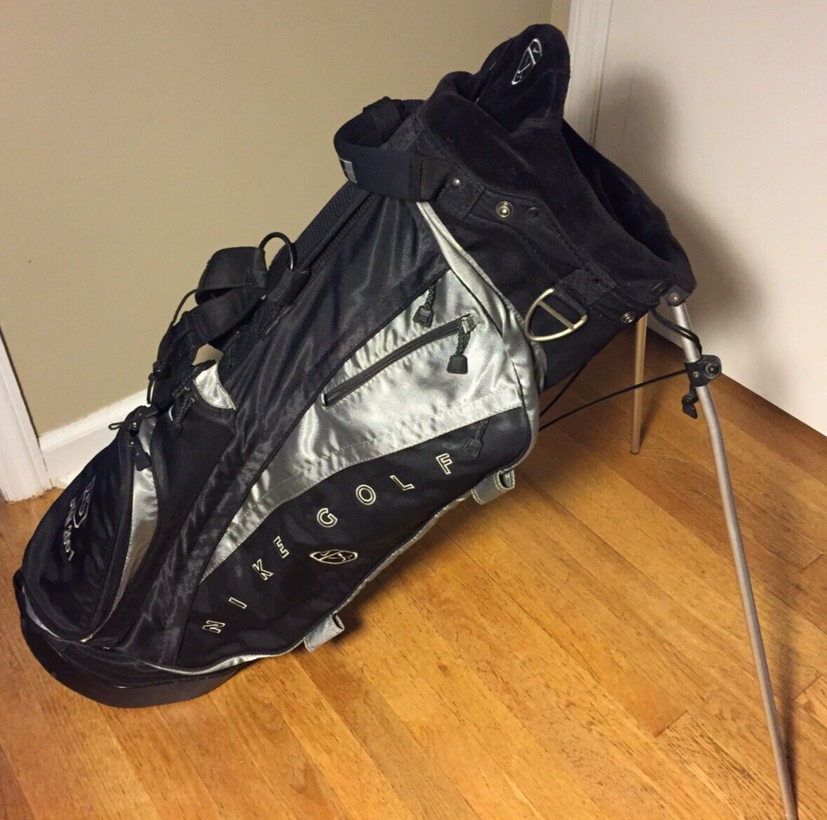 Nike Golf Bag Stand Carry Izzo Dual Strap Black Silver 5 Way