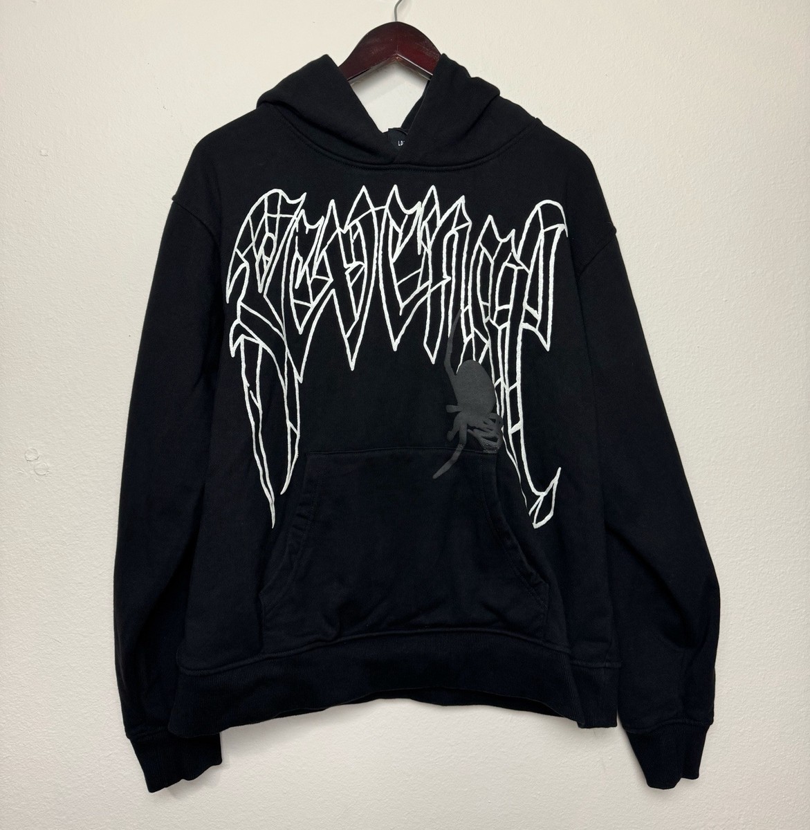 Revenge Men's Black Hoodie Spider Arch Hoodie Black Glow In The