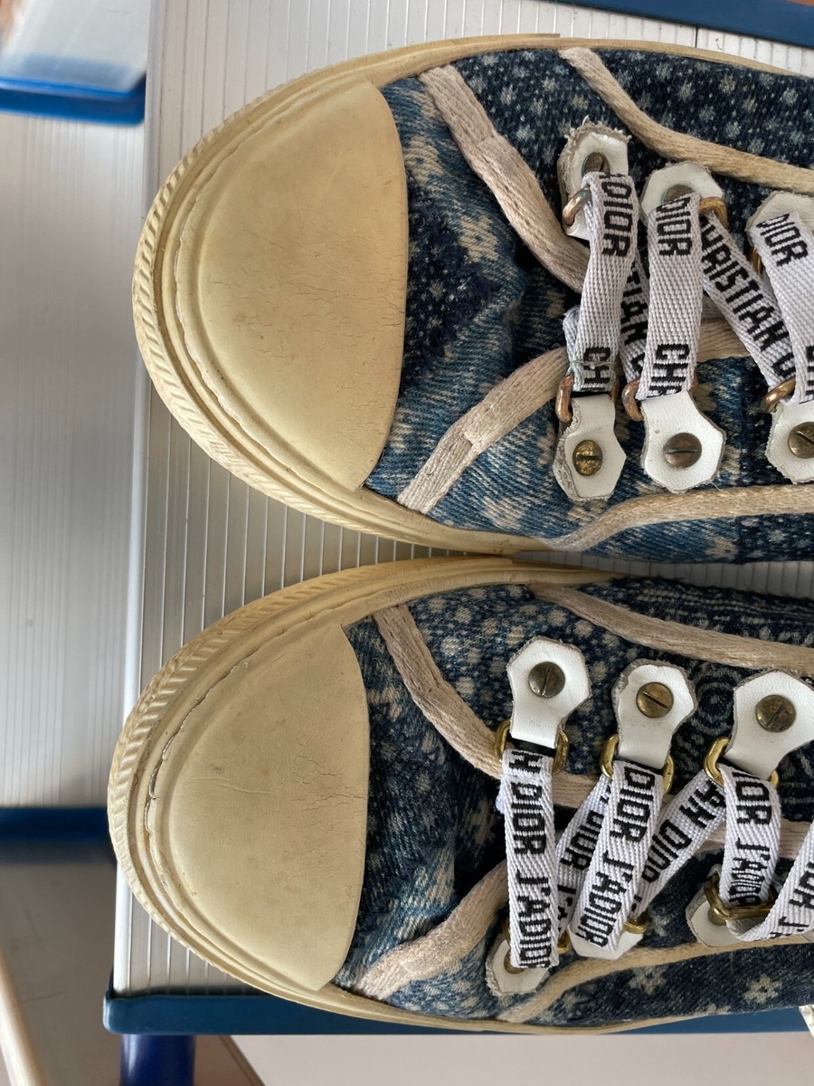 CHRISTIAN DIOR Denim Embroidered Walk'N'Dior Low Top Sneakers Size